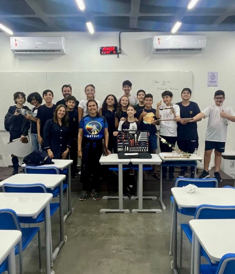 Estudantes do Colégio Porto lançam foguetes de garrafa PET durante Olimpíada Brasileira de Astronomia e Astronáutica
