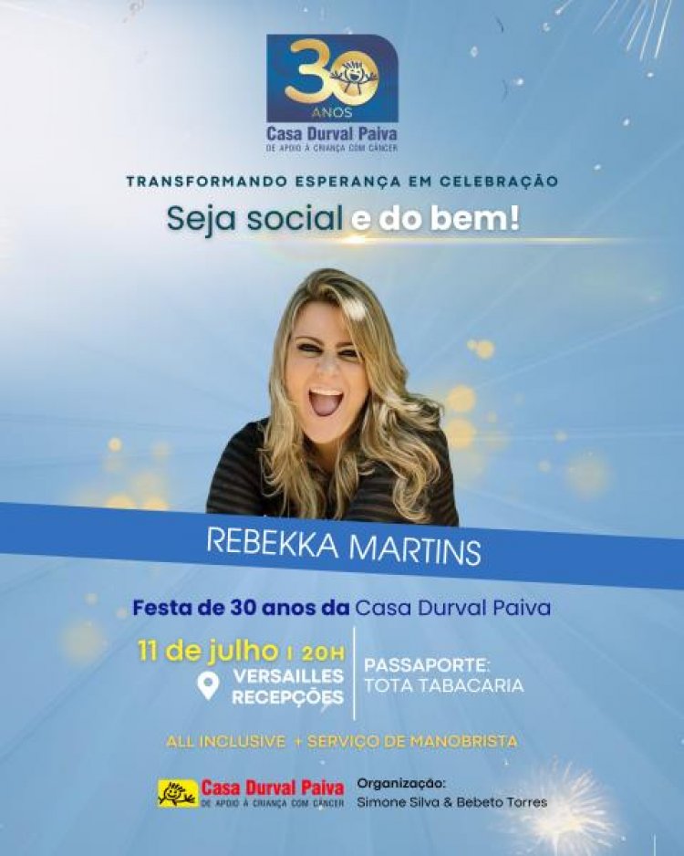 30 anos Casa Durval Paiva: Rainha dos bailes, Rebekka Martins promete muita animação, pop e Rock