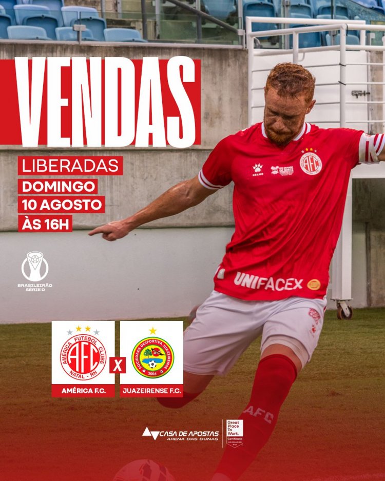 América enfrenta o Juazeirense (BA) na Arena no próximo domingo (10) pelo mata-mata da 2ª fase da Série D do Brasileirão